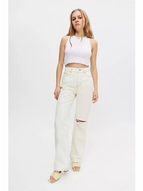 NWOT Urban Outfitters BDG Loose Fit Straight Leg Ivory Jeans size 28